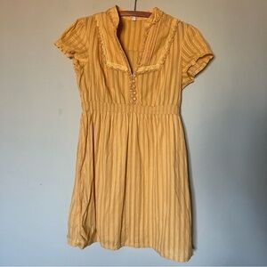 Fossil mustard yellow cotton stripe dress